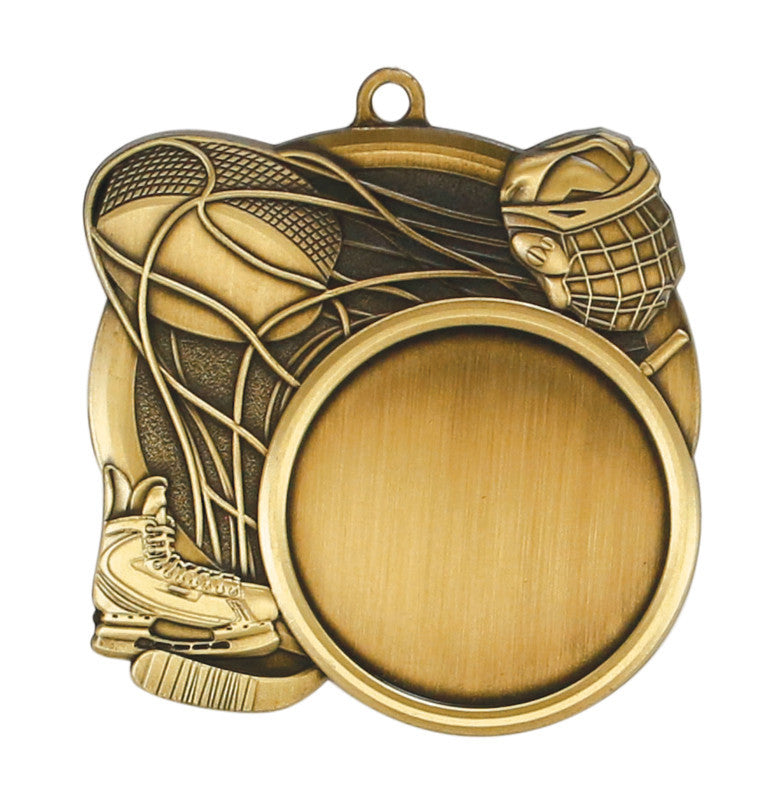 Medal Sport 1.5" Insert 2.5" Dia. Hockey Gold