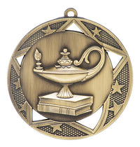 Load image into Gallery viewer, Medal Galaxy 2.75" Lamp of Knowledge Gold
