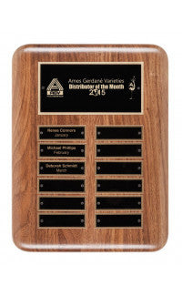 Solid Walnut Perpetual Plaque, 12 Plates (plates included)