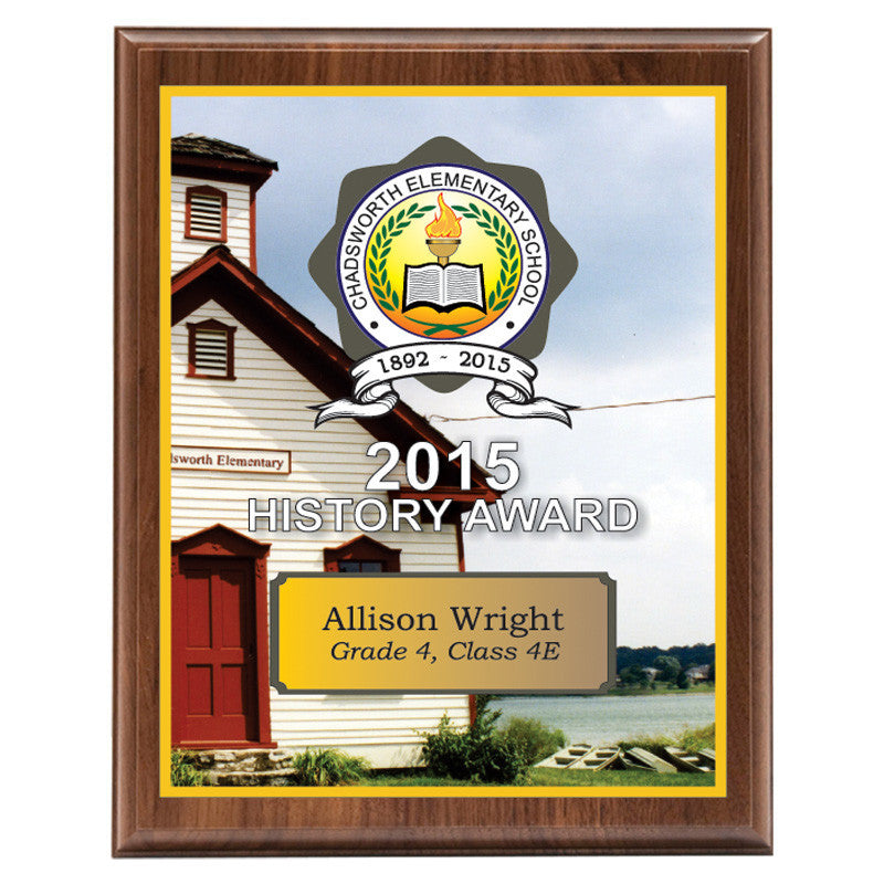 Classic Series Walnut Plaque with Sublimated Plate 12"x15"