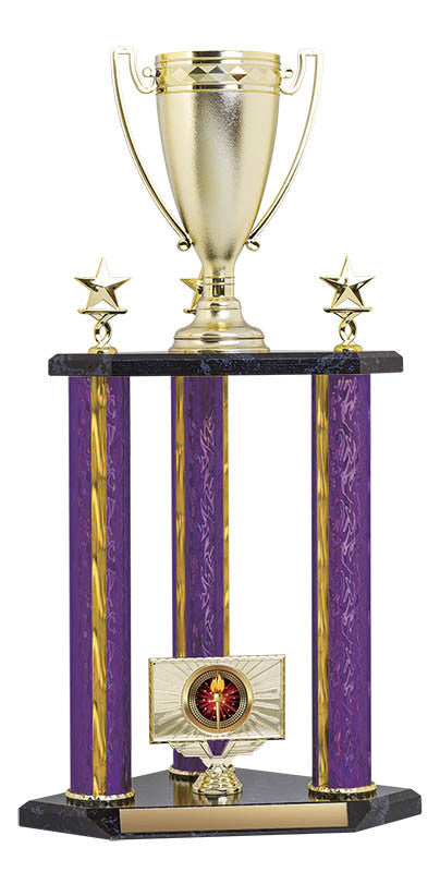 3 post Trophy Kit w Classic Cup Top Figure, Purple/Gold Blaze 22"