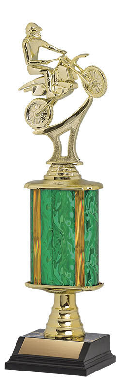 Trophy Kit Green/Gold Blaze Wide w Bell Riser on SB Black Base, 7.5"