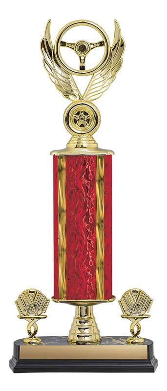 Trophy Kit Red/Gold Blaze Wide on RSB Black Base w 2 Trim Posts, 9"