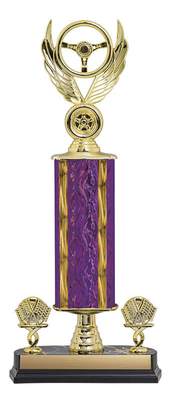 Trophy Kit Purple/Gold Blaze Wide on RSB Black Base w 2 Trim Posts, 9"