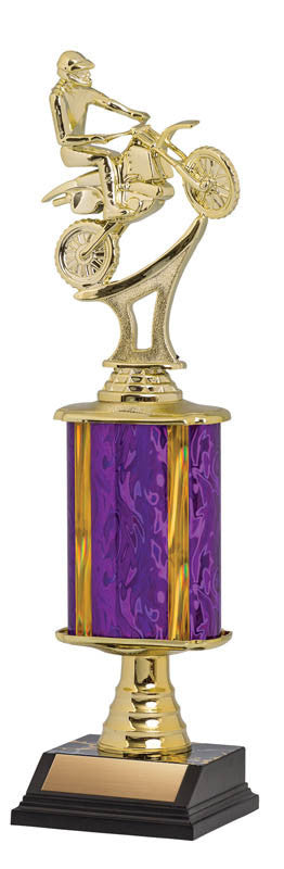 Trophy Kit Purple/Gold Blaze Wide w Bell Riser on SB Black Base, 7.5"