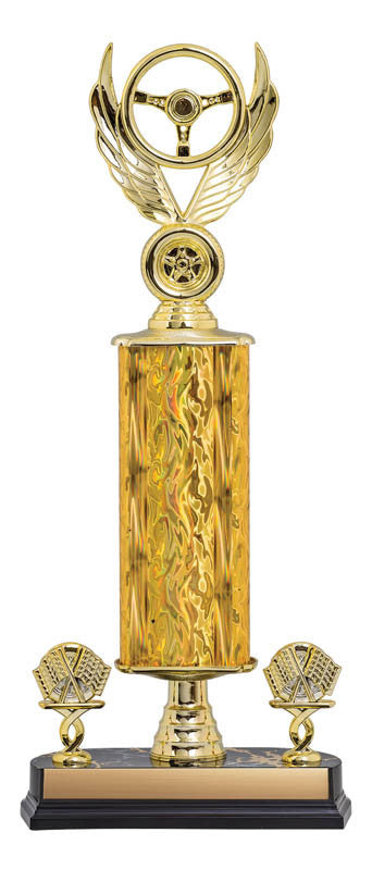 Trophy Kit Gold/Gold Blaze Wide on RSB Black Base w 2 Trim Posts, 9"