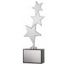 Polished Silver 3 Stars on Black Crystal Block, 11.5"